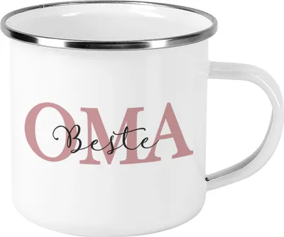 Produktbild von Emailletasse mit Motiv für die Besten (Beste Oma)
