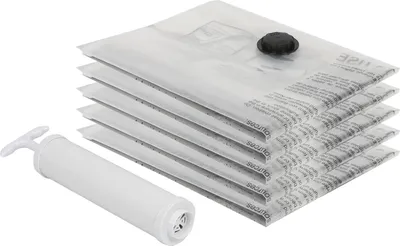 Produktbild von Harbour Housewares Vakuum-Aufbewahrungsbeutel mit Handpumpe – Groß (60 x 80 cm) – Grau – 5er-Pack