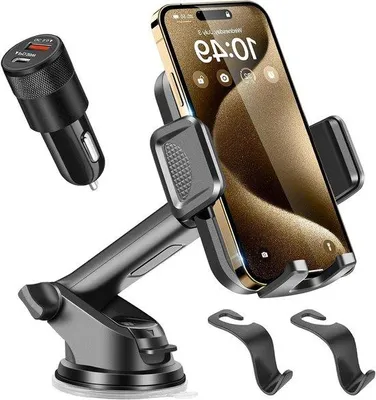 Image de Support de téléphone pour voiture avec une adhérence exceptionnelle et une rotation à 360°, noir
