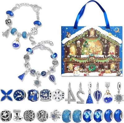Productafbeelding van Kinderadventskalender-armbandset - Kerst- en feestdagarmband - 24-delige decoratieset - DIY-armbandenset - Kerstse adventskalenders - voor kinderen