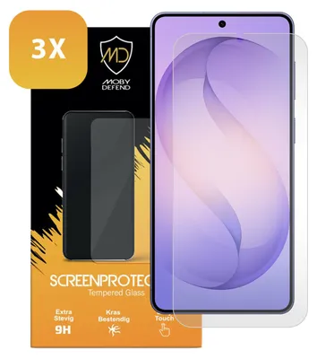 Productafbeelding van 3-Pack MobyDefend Screenprotectors - Geschikt voor  Samsung Galaxy S26 Plus (S26+)  -  Case-Friendly Screensavers - Gehard Glas