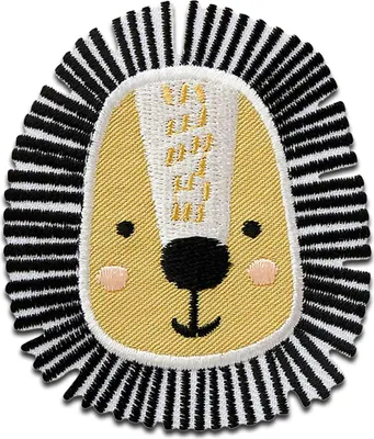Produktbild von Zoo Tiere Löwe Löwenkopf - Aufnäher, Bügelbild, Aufbügler, Applikationen, Patches, Flicken, Zum Aufbügeln, Größe: 7,5 x 6,5 cm