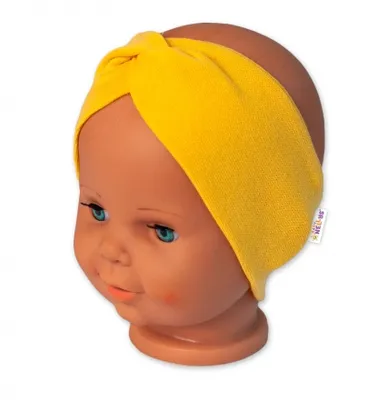 Obrázek produktu pro Baby Nellys  Bavlněná čelenka dvouvrstvá, hořčicová, vel. 6-9 měsíců