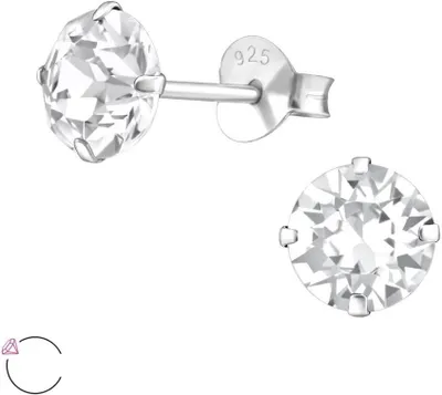 Produktbild von Ohrstecker mit klarem 6mm LA CRYSTALE Kristall aus 925 Silber Damen