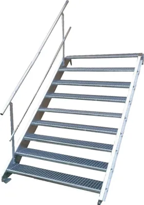 Produktbild von Stahltreppe 9 Stufen-Breite 80cm Variable-Höhe 135-180cm mit einseit. Geländer