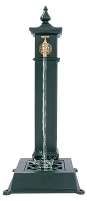 Produktbild von Wasserzapfsäule für Gartenbrunnen im Antik-Look Grün mit Wasserhahn und Becken 30,5 * 33 * 73 cm