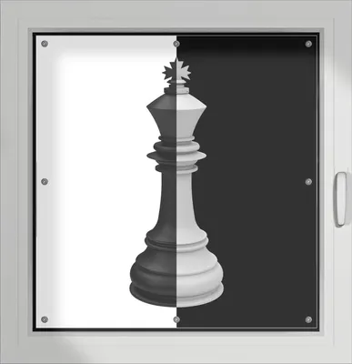 Produktbild von Wallario Lichtschutzbild, Dekorativer Sichtschutz Sonnenschutz 96 x 100 cm mit Motiv: Schachfigur schwarz-weiß - Verdunklung ohne Bohren