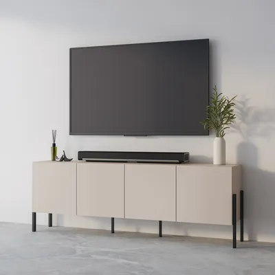 Produktbild von Wohnzimmer TV-Schrank 4 Türen beige modernes Design 200x40x69cm Givre