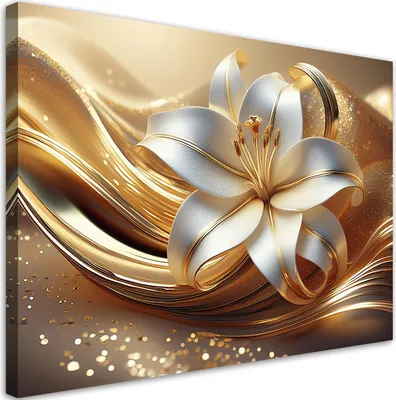 Produktbild von Leinwandbild Lilienblüte Glamour 100x70 Feeby Gold bild für die wand bereit zum aufhängen