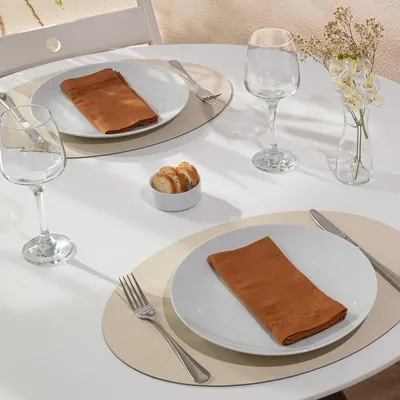 Produktbild von Tischsets oval 4er Set 33x45 cm – recyceltes Leder – Cookie