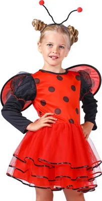 Produktbild von Marienkäfer "Ladybug" Kostüm für Mädchen | Kleid Haarreif Flügel Größe: 140/152