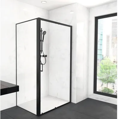 Obrázek produktu pro Sprchové dveře se sprchovou zástěnou Aurlane 80 x 120 cm barva rámu černá dekor skla čiré sklo FAC840