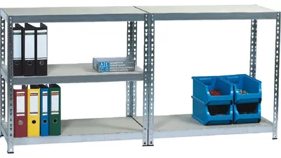 Produktbild von Alco Steckregal Stahlblech 5 Holzböden 92x46x180cm silber