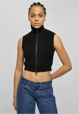 Produktbild von Urban Classics - Damen Short Strickweste - BLACK - XS