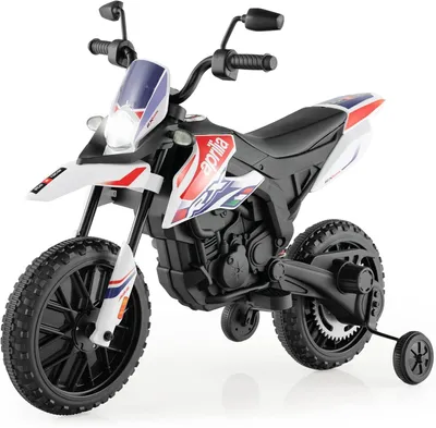 Kinder-Elektromotorrad, 12 V, 5,5-6 km/h, mit Stützrädern, Musik