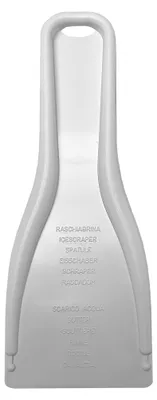 A white ice scraper is shown against a white background.