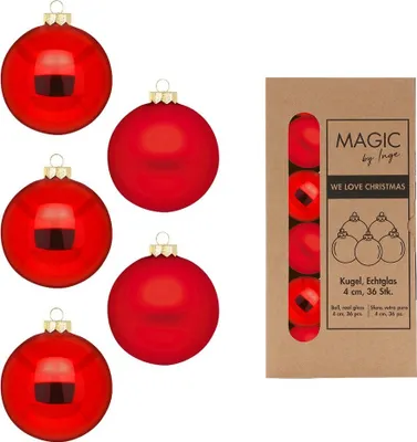 Produktbild von Weihnachtskugeln Glas 4cm 36 Stück - Merry Red
