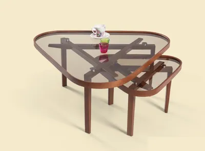 Image de Table basse robuste Set Designer Triangulaire Canapé de luxe Meubles en bois