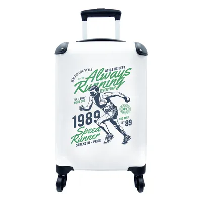 Produktbild von MuchoWow® Koffer Handgepäck Trolley Rollkoffer Kleine Reisekoffer mit 4 Rollen - Laufen - Vintage - Poster - Cabin Size < 55x40x23 cm & 55x40x20 cm - Fotokoffer - Kabinenkoffer - Boardgepäck - Reise-Box - Reisekoffer - Reisegepäck - Koffer mit Bild - Trolley für Kinder