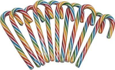 Produktbild von 10 Stk. Candy Canes Rainbow einzeln verpackt Zuckerstangen bunt 28g