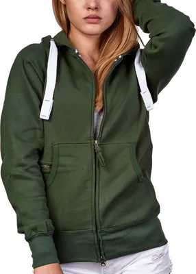 Produktbild von Mivaro Damen Sweatjacke mit Kapuze und Kängurutasche mit Reißverschlusstäschchen aus Baumwolle innen weich gefüttert Regular Fit Hoodie für Freizeit Arbeit und Alltag in vielen Farben