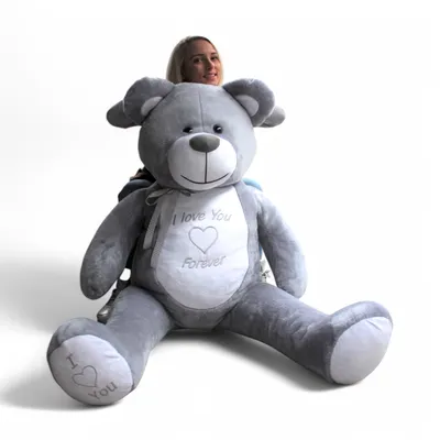 Produktbild von HERMAN 170 cm XXL Teddybär Teddy Riesen Stofftier Plüschtier BIG Groß grau