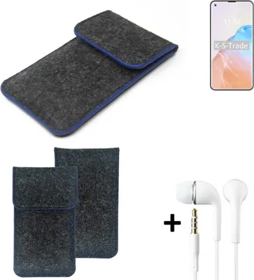 Produktbild von K-S-Trade Handy Schutz Hülle kompatibel mit Cubot X30 Schutzhülle Handyhülle Filztasche Pouch Tasche Case Sleeve Filzhülle dunkelgrau, blauer Rand