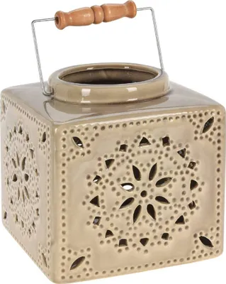 Immagine prodotto di H&S Decoration lanterna in Vetroceramica beige scuro 16 cm lanterna decorativa