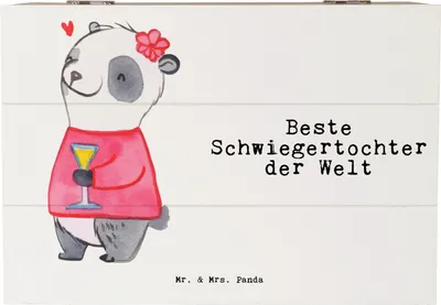 Produktbild von Mr. & Mrs. Panda Truhe Panda Beste Schwiegertochter der Welt 22 x 15 cm - Weiß - Geschenk, Box, Angeheiratet, Geschenkidee, Dankeschön, Hochzeit, Geschenkbox, Tochter