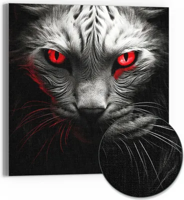 Produktbild von DEQOART Hybrid Leinwand Bild 30x30 cm 'Feuriger Katzenblick' Wandbild Glas flach modern