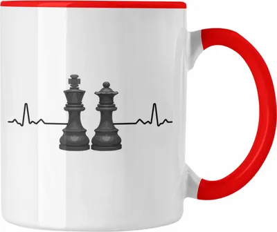 Produktbild von Trendation - Schach Geschenk Schachspieler Geschenkidee Tasse mit Schachfiguren Grafik Spruch (Rot)
