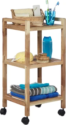 Produktbild von relaxdays Badregal mit Rollen Holz
