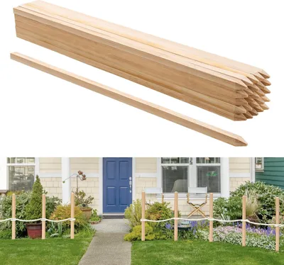 Produktbild von Holzpfähle / Zaunpfähle - 25 Stück - Quadratisch 19 x 19 mm - Länge 91,4 cm - Gespitzt - Tannenholz - Für Vermessung & Grenzmarkierung