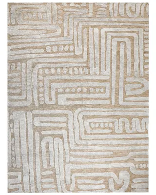 Obrázek produktu pro BELIANI Koberec béžový a šedý polyester 300 x 400 cm geometrický vzor moderní minimalistický styl obývací pokoj ložnice