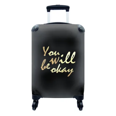 Produktbild von MuchoWow® Koffer Handgepäck Trolley Rollkoffer Kleine Reisekoffer mit 4 Rollen - Zitat - Motivation - Gold - Schwarz - Cabin Size < 55x40x23 cm & 55x40x20 cm - Fotokoffer - Kabinenkoffer - Boardgepäck - Reise-Box - Reisekoffer - Reisegepäck - Koffer mit Bild - Trolley für Kinder