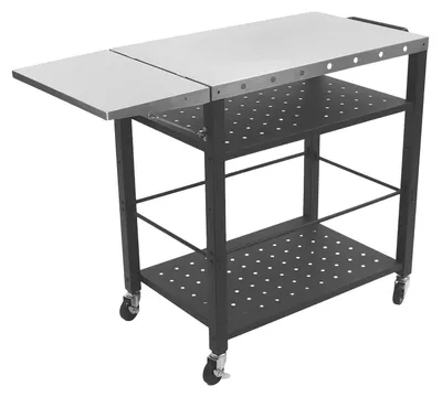 Image de Chariot barbecue - Table de service pliable - Avec table d'appoint - Avec roulettes - Pour l'extérieur - Rouge