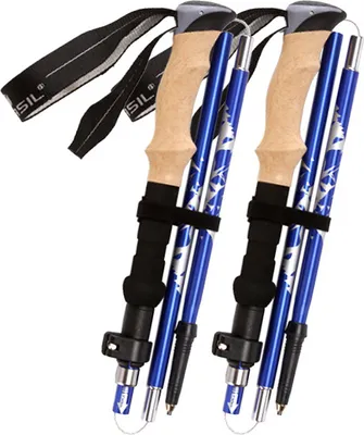 Produktbild von INF Ultraleichter Wanderstock, Trekkingstock, 5 Abschnitte, 1 Paar Blau