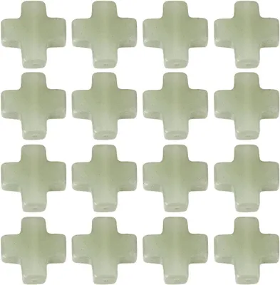 Immagine prodotto di Perline in pietra preziosa, 36 pezzi - Avventurina verde - Forma a croce - Perline singole - Per la creazione di gioielli - Pietre naturali