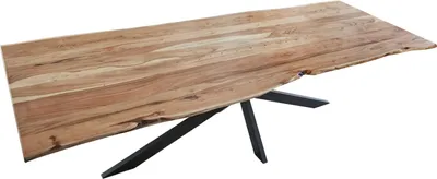 Produktbild von Esstisch Baumkante massiv Akazie natur 300 x 100 cm Spider-Gestell schwarz Kalea