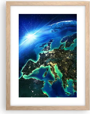 Produktbild von Gerahmtes Poster - Rahmen in heller Eiche - Nacht raum welt ansicht - 30x40 cm - Wand Bild - Wanddeko - Wandbilder - Wandposter - Bilderrahmen - Bilder - Kunstdruck - Wandbild - P2NPA30x40-2816