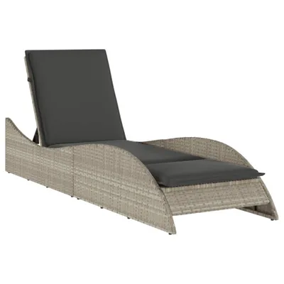 Produktbild von Sonnenliege mit Auflage Hellgrau 60x205x73 cm Poly Rattan