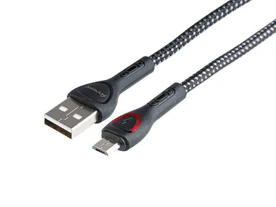 Produktbild von Lade- und Synchronisierungskabel, Mikrofasergeflecht, LED-Hintergrundbeleuchtung, 200 cm, USB > Micro-USB
