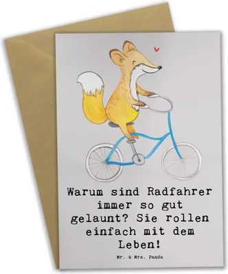 Produktbild von Mr. & Mrs. Panda Beileidskarte Radsport Glück - Grau Pastell - Geschenk, Sportler, Sportart, Grußkarte, osterkarten, Teamsport, hochzeitskarten, Freiheit, Radfahren