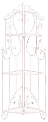 Produktbild von BELIANI Badezimmerregal Weiß Metall 3 Ablageflächen Klappbar Vintage Retro Stil Badregal Eckregal Aufbewahrung Badezimmer