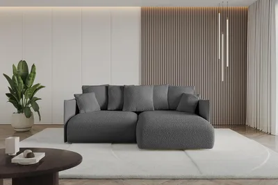 Produktbild von ALTDECOR Ecksofa mit Schlaffunktion und Bettkasten ONESK-L  216x177x72 cm  Grau - Corner Sofa Eckcouch Couch L-Form  angeordnet Schlafcouch Ausziehbar Wohnlandschaft