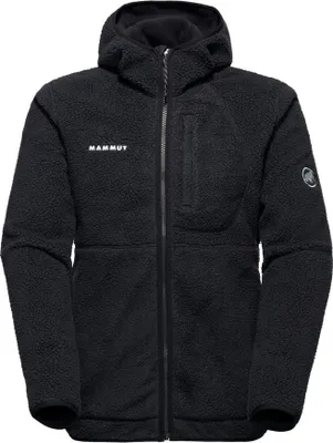 Schwarze Mammut Falera Pro ML Hooded Jacke mit Kapuze und Reißverschluss vorne