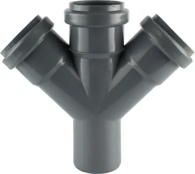 Produktbild von HT Rohr Doppelabzweig PP DN 50 110 Doppelverbindung 45° Formstück grau DN 110/110/110