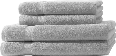 Produktbild von 4er Set Frottee 2x Handtücher 2x Duschtücher Elegance 100% Baumwolle 500 gsm 50x100 cm 70x140 cm silber