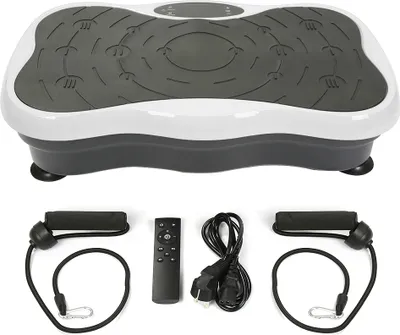 Image de Plaque vibrante Fitness Plaque vibrante Bluetooth LCD Fitness Trainer pour la perte de graisse le renforcement musculaire noir-blanc