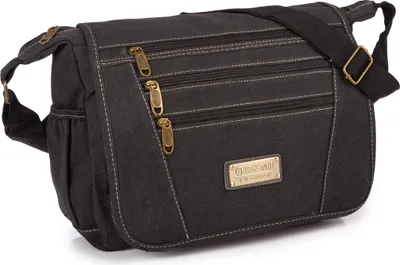 Zdjęcie produktu dla Torba męska na ramię w stylu vintage z canvasu Szara ORMI Na studia uczelnię Miejska Do pracy pojemna
